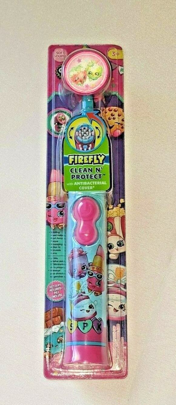 Shopkins Firefly Clean n' Protect Blue Battery Powered Toothbrush Antibacterial